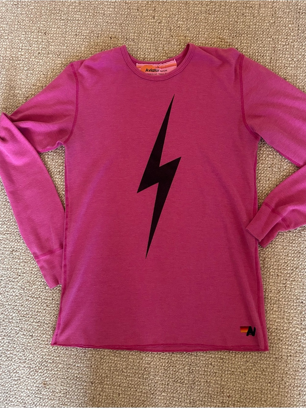 Aviator Nation Pink Lightning Bolt Long Sleeve Top - Picture 2 of 7